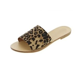 Anna Leopard Print Slide On Sandals